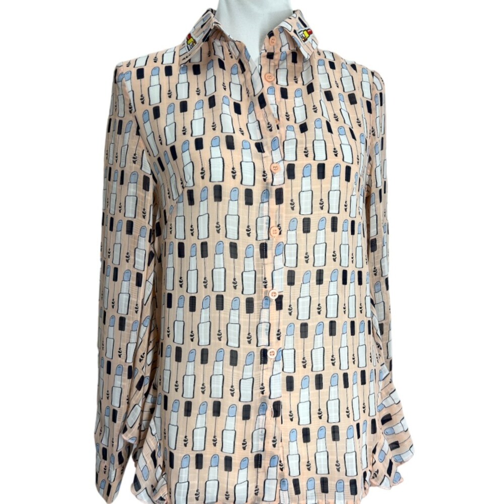 boutique lipstick Blouse Small JJ's Fairyland ruffle pink women's top makeup